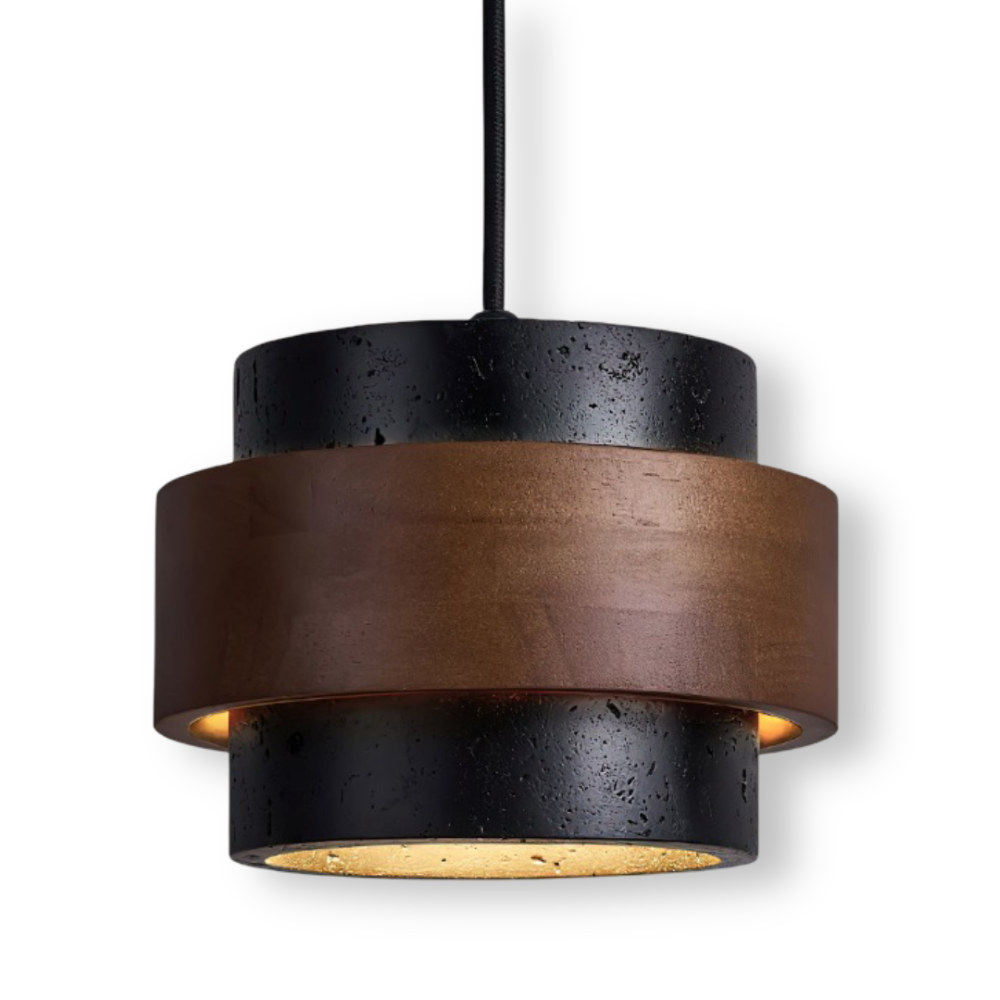 TerraLume – Japandi Pendellampa i Travertin och Valnöt