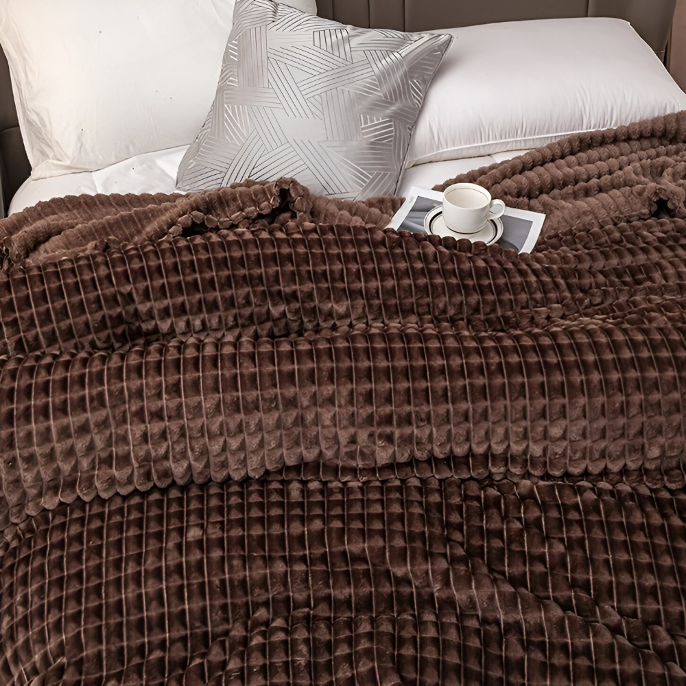 WaveLuxe Pläd – Ultrafluffig Strukturerad Korallfleece