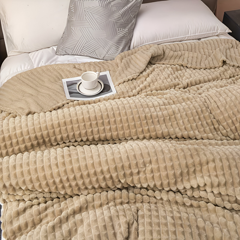 WaveLuxe Pläd – Ultrafluffig Strukturerad Korallfleece