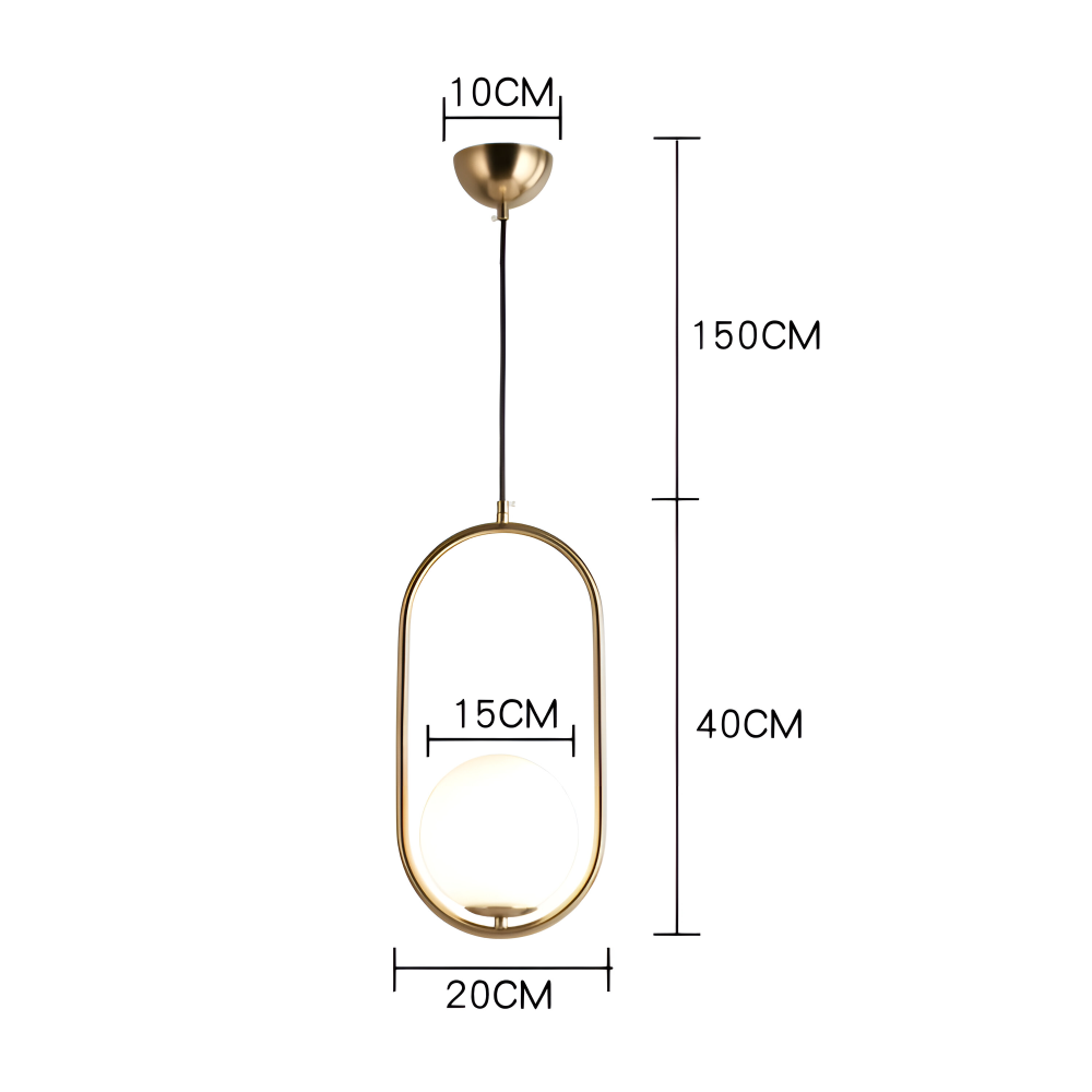Eclipsera – Modern Guld Ellips Pendellampa med Glaskula