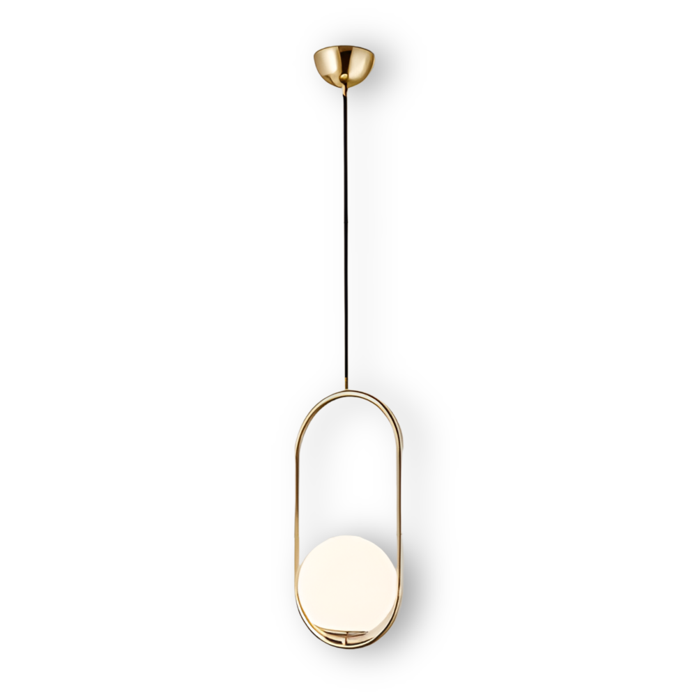 Eclipsera – Modern Guld Ellips Pendellampa med Glaskula