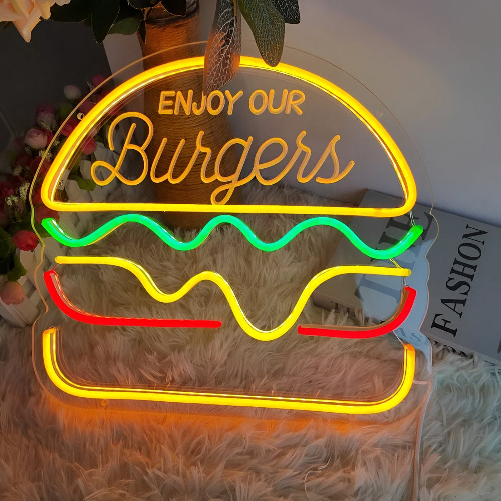 SnackLite – Färgglad Fastfood Neon Skylt för Bar & Restaurang