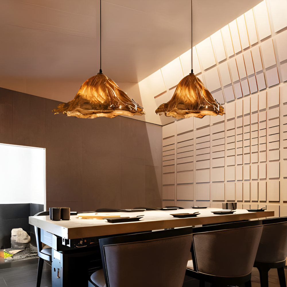 MagmaLume – Konstnärlig Vulkan Pendellampa i Harz och Metall