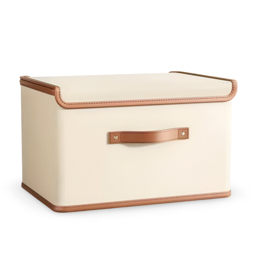 Foldora – Fällbar Förvaringslåda med Lock & Läderhandtag i Oxford-tyg