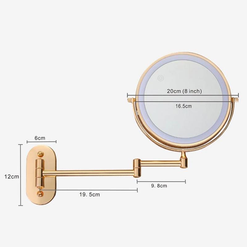 LumiBelle – LED Sminkspegel med Förstoring, Väggmonterad & 360° Roterbar