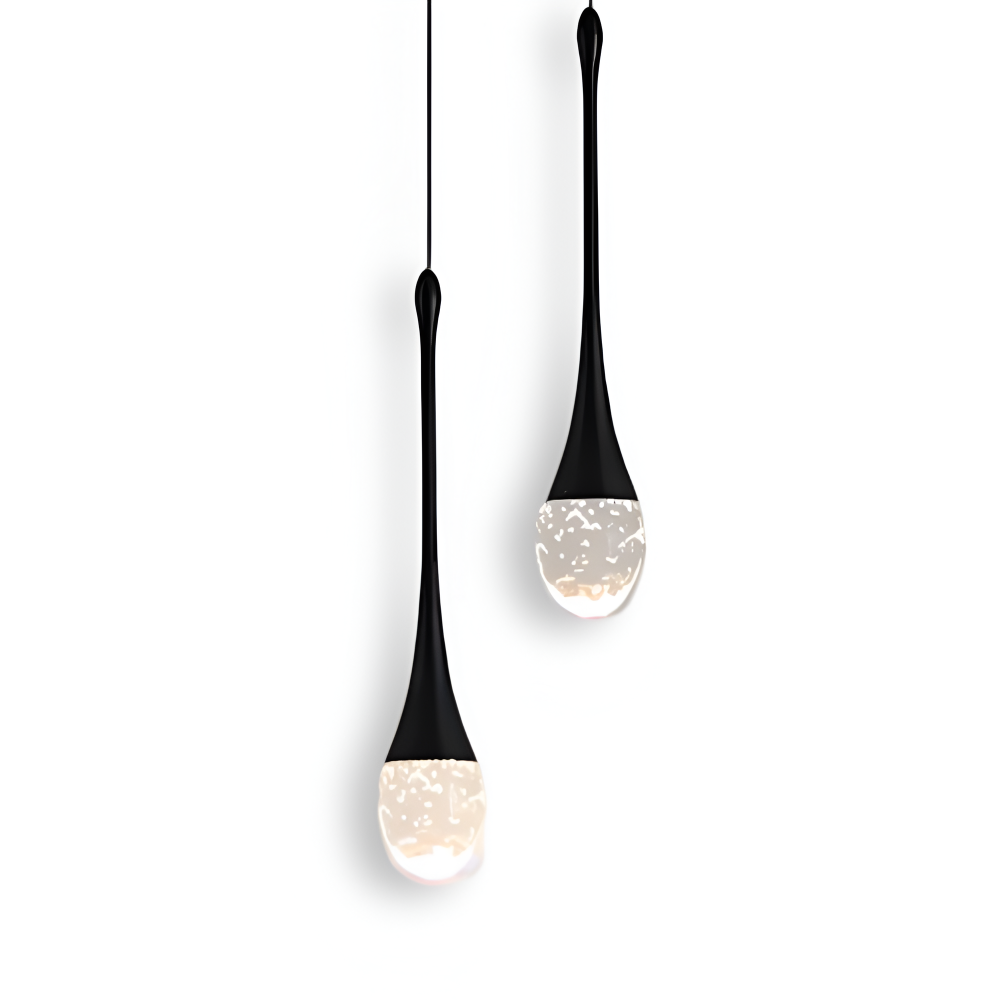 Rainelle – Kristallglas Pendellampa i Svart och Guld med Droppdesign