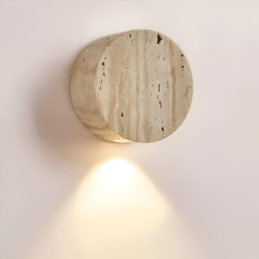TerraLume – Beige Rund Vägglampa i Marmor med Wabi Sabi Design