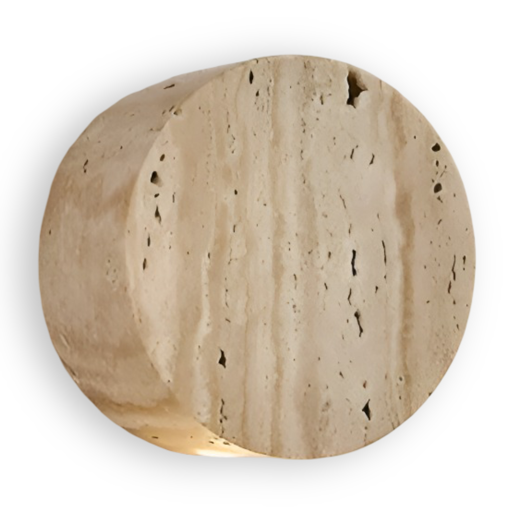 TerraLume – Beige Rund Vägglampa i Marmor med Wabi Sabi Design