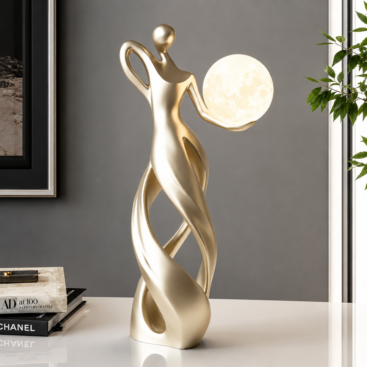 GlowMuse Flicka – Abstrakt Belyst Skulptur i Modern Harzdesign