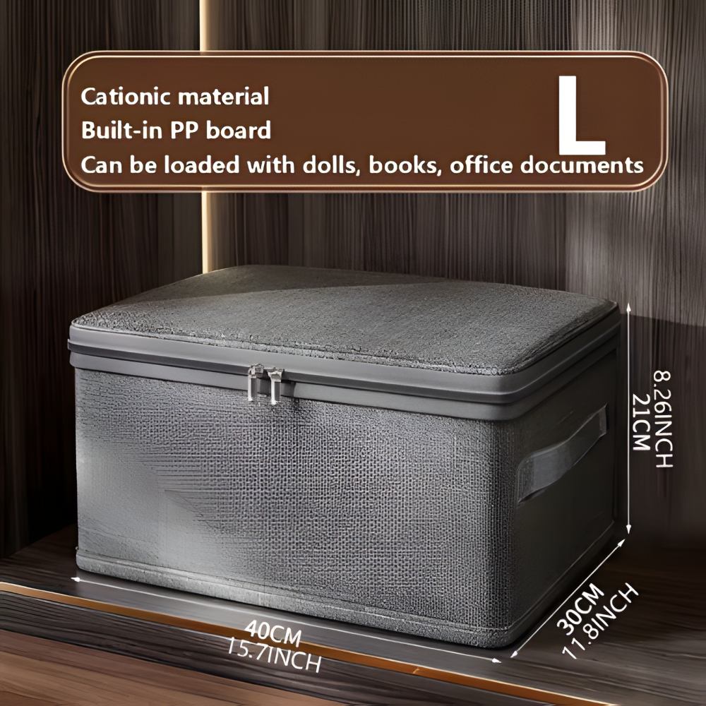 Foldora – Grå Tygförvaringsbox med Lock & Dragkedja, Fällbar och Tvättbar