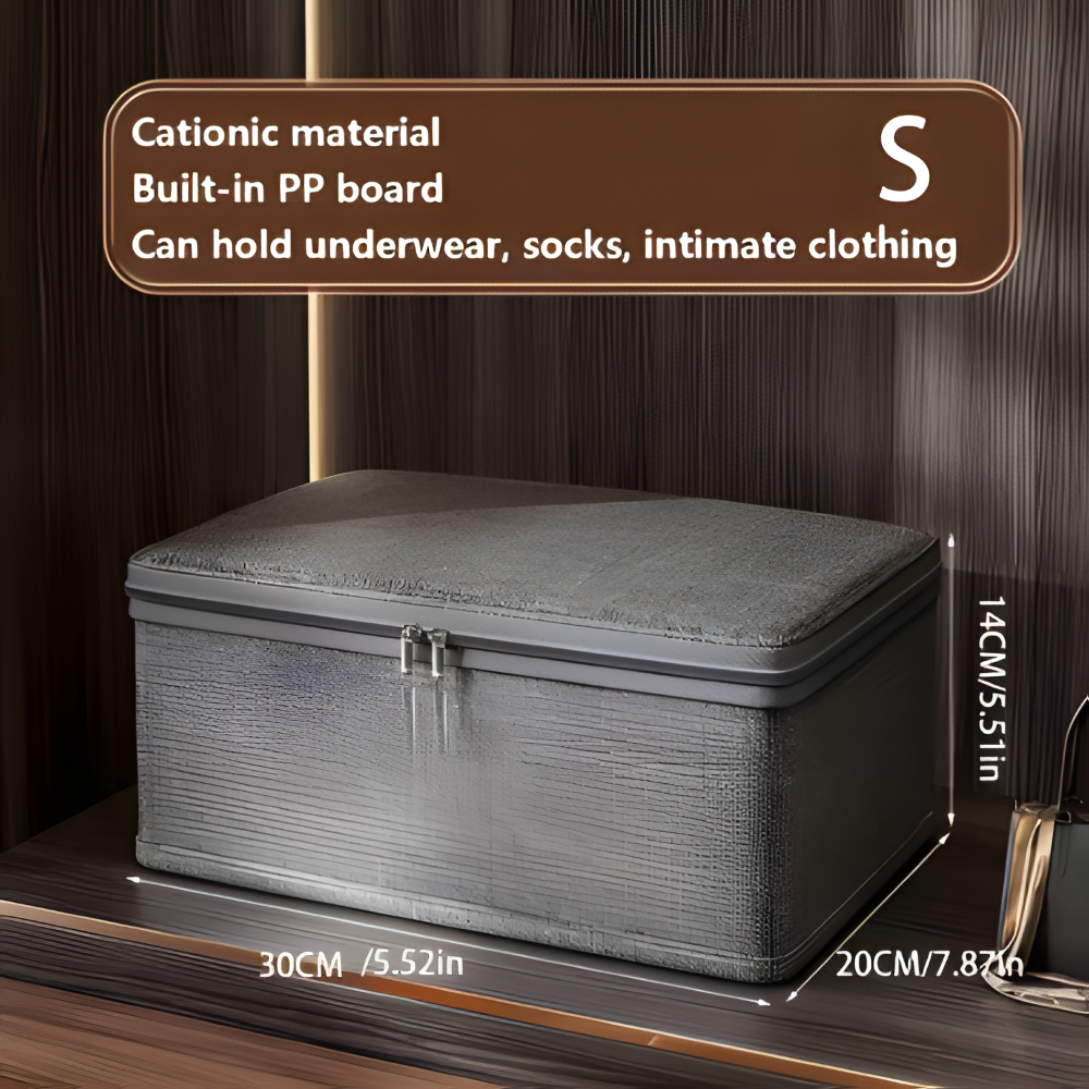 Foldora – Grå Tygförvaringsbox med Lock & Dragkedja, Fällbar och Tvättbar