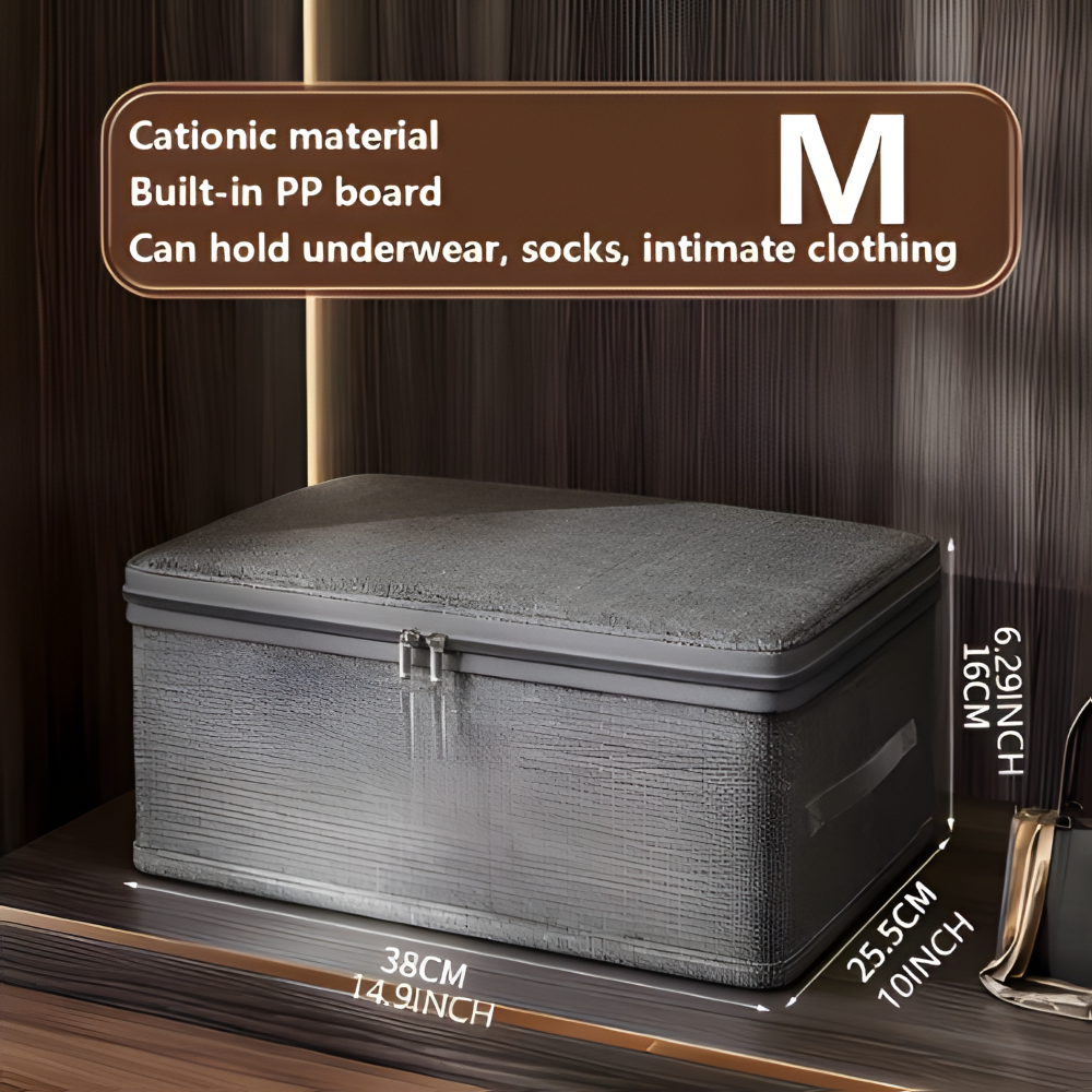 Foldora – Grå Tygförvaringsbox med Lock & Dragkedja, Fällbar och Tvättbar