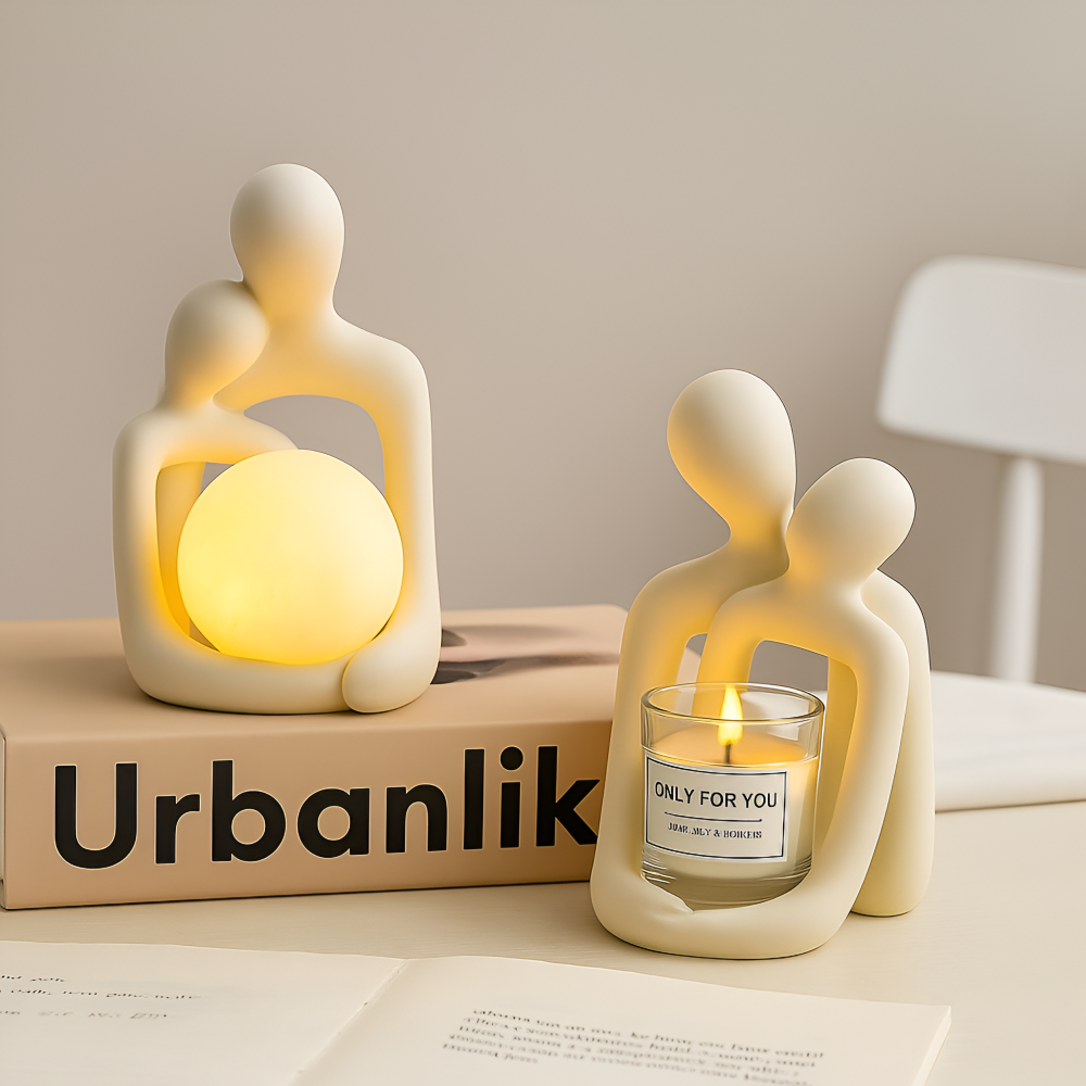 HarmoniPar Skulptur – Elegant Omfamnande Figur i Modern Design