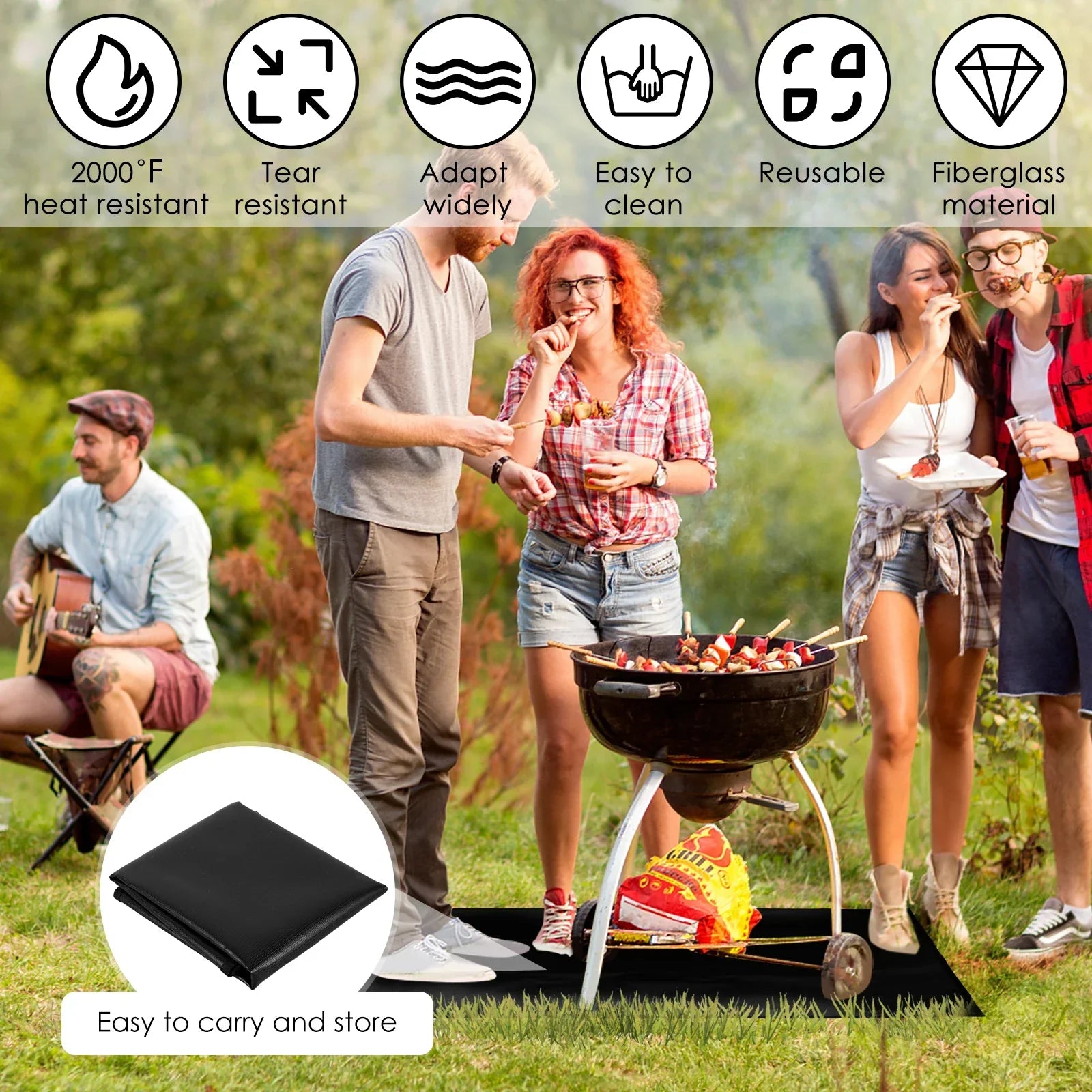 Värmetålig grillmatta i glasfiber för uteplats