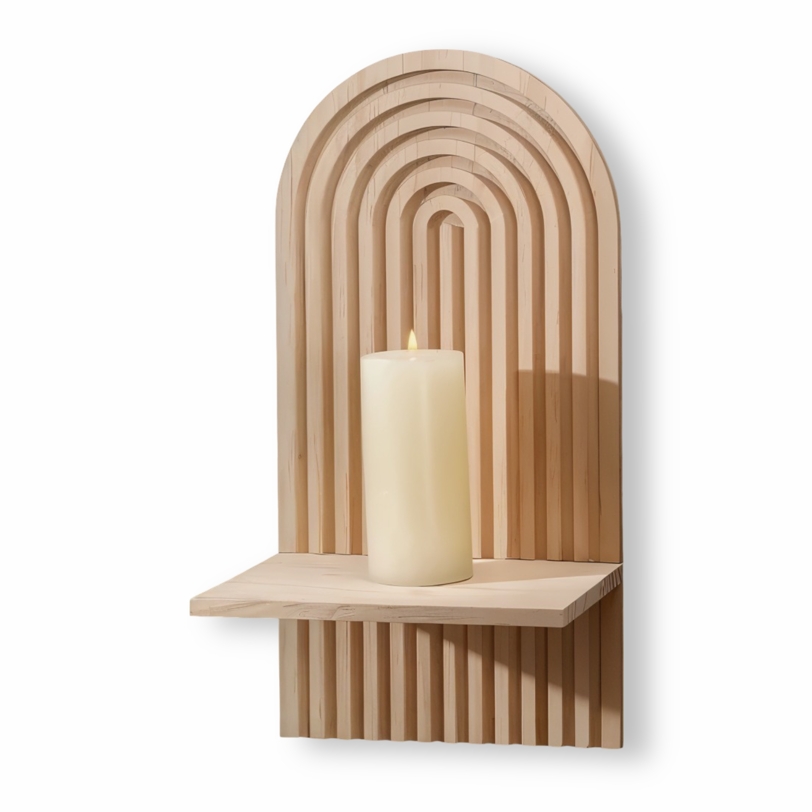ArchiCurve Shelf – Minimalistisk Boho Trähylla i Skandinavisk Stil