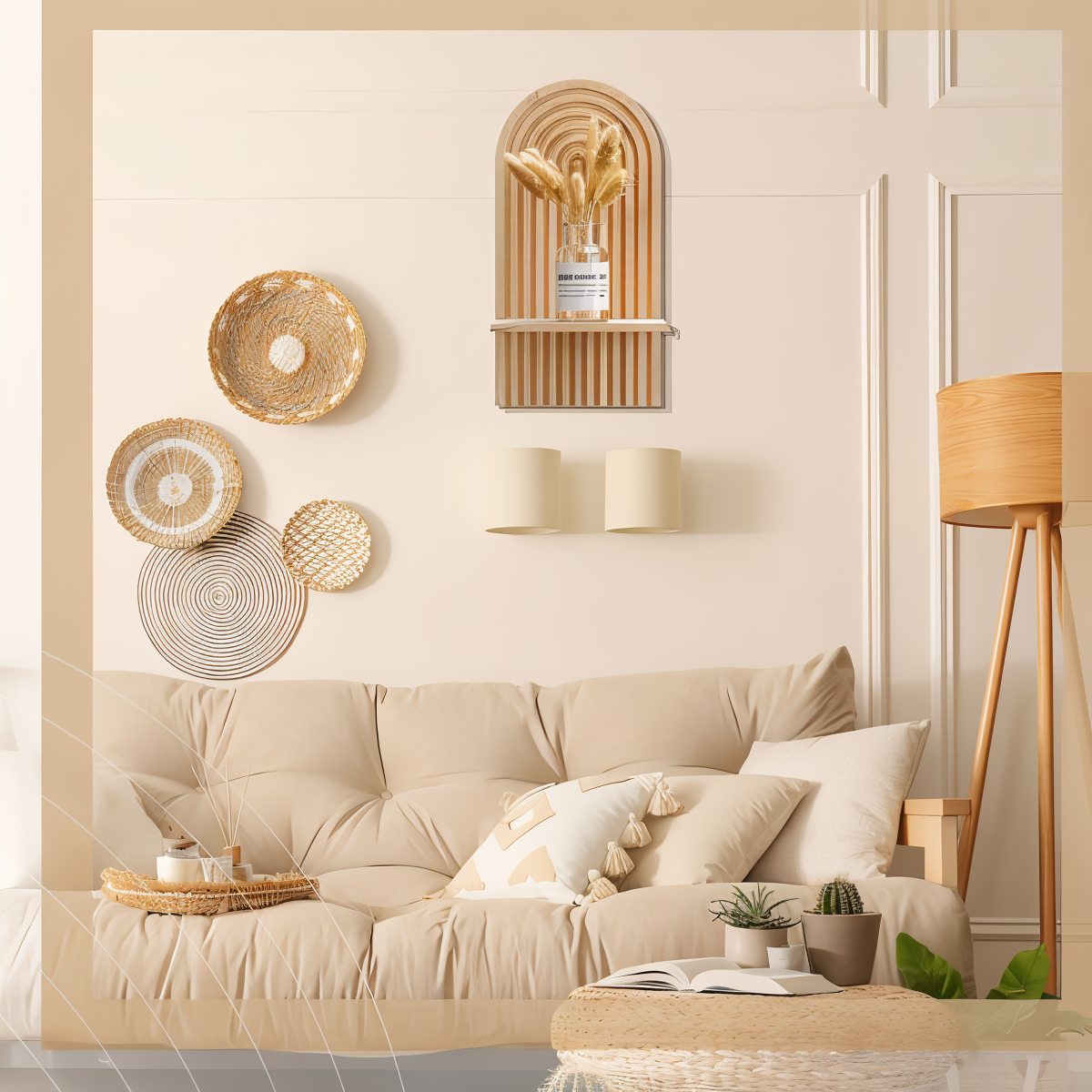 ArchiCurve Shelf – Minimalistisk Boho Trähylla i Skandinavisk Stil