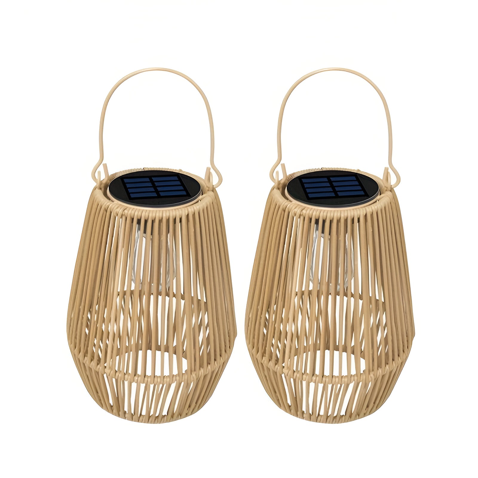 SolVävd Rattanlykta – Solcellsdriven Hänglykta i Handflätad Bambusdesign