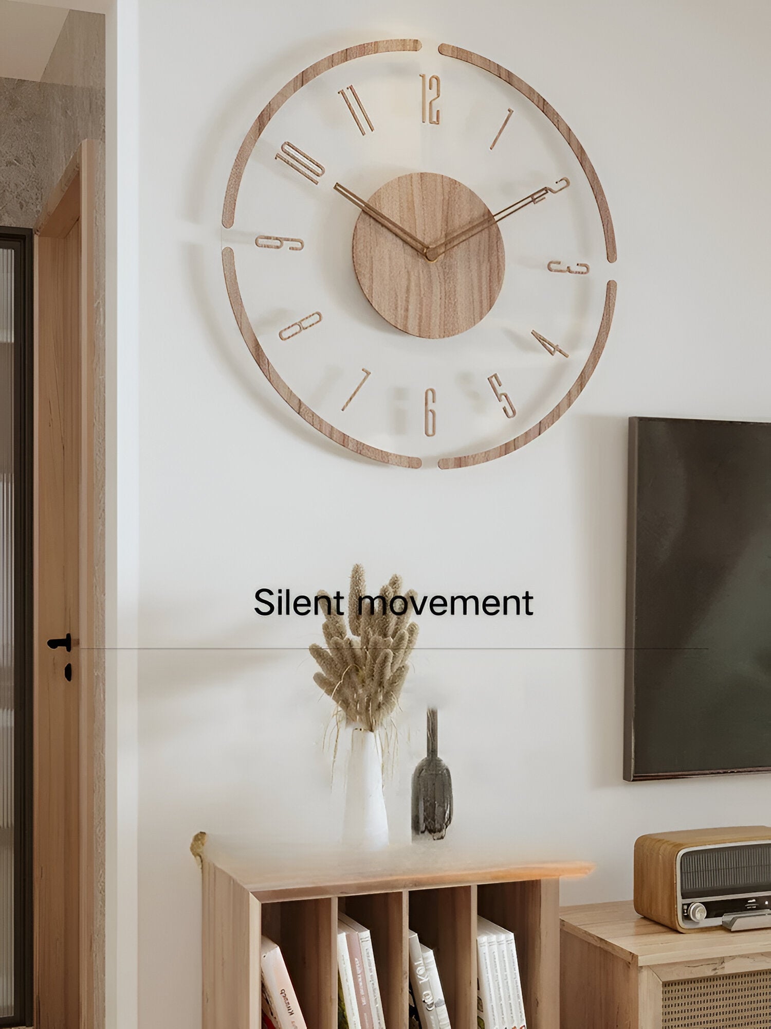 SilentView – Transparent Väggklocka i Akryl & Trä