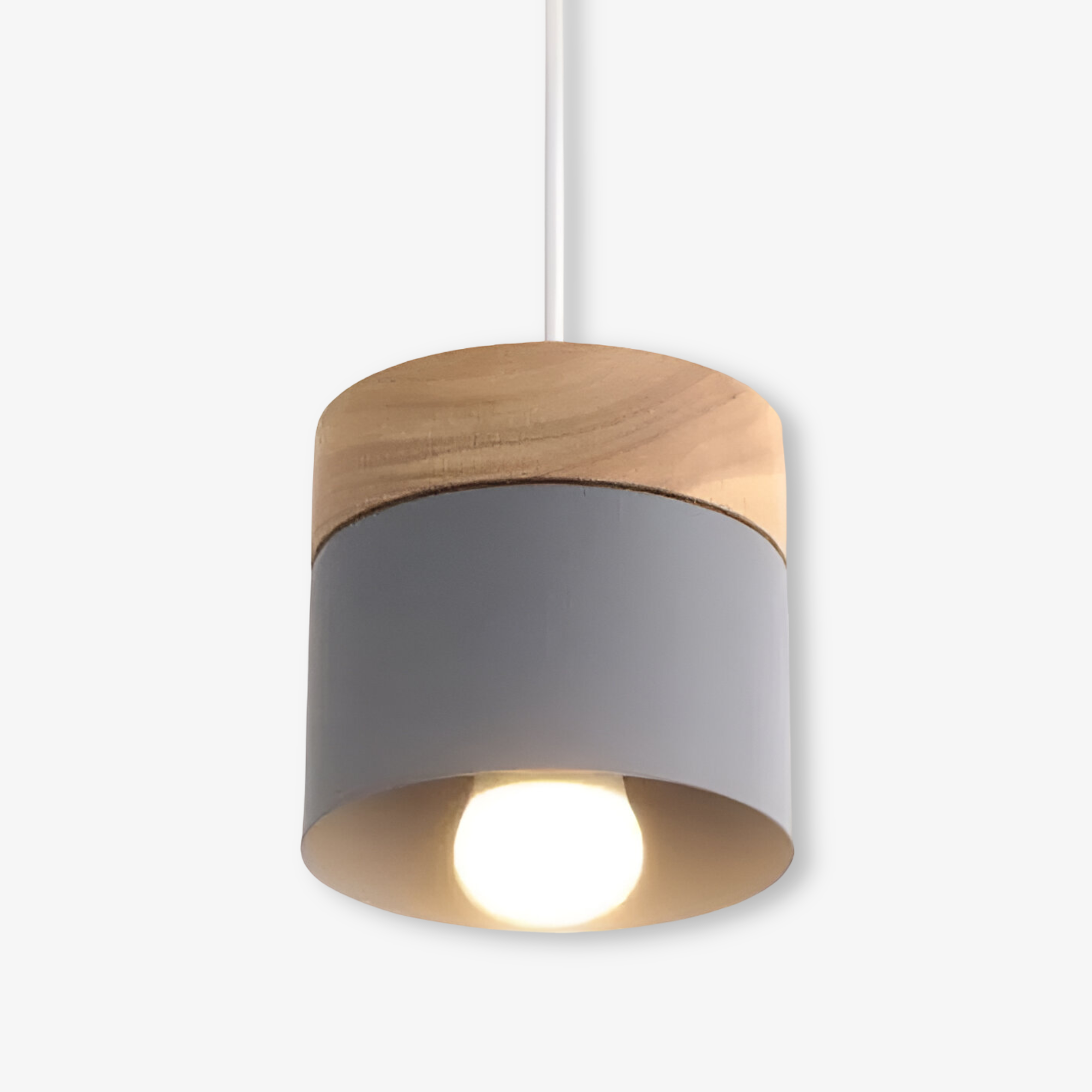 Cylinder Chic – Pendellampa i Metall och Varmt Trä