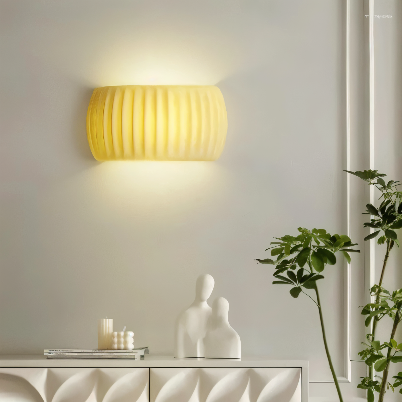 ColoraRib – Grön Ribbad Vägglampa i Harz med Macaron Design & Nordisk LED Belysning