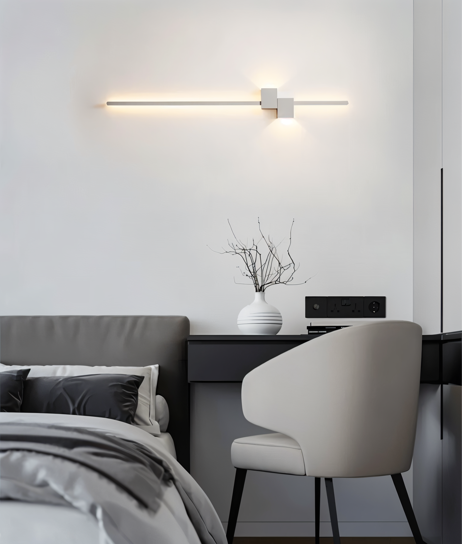 LinéaLux – Minimalistisk Svart LED Vägglampa i Modern Lång Design