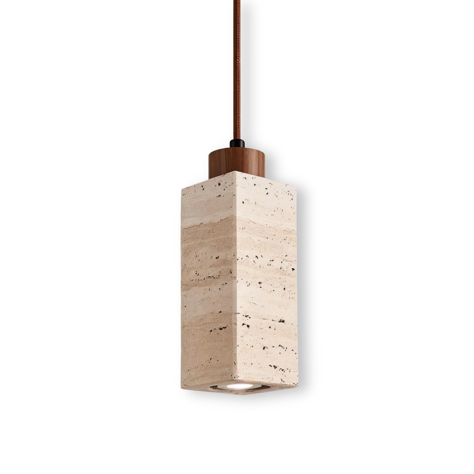 MarbLuxe – Cylindrisk Marmor Pendellampa med Koppardetaljer