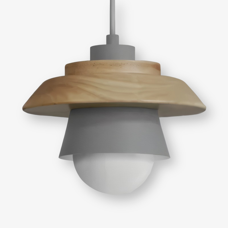 NordWood – Skandinavisk Pendellampa i Trä och Metall med Macaronfärger