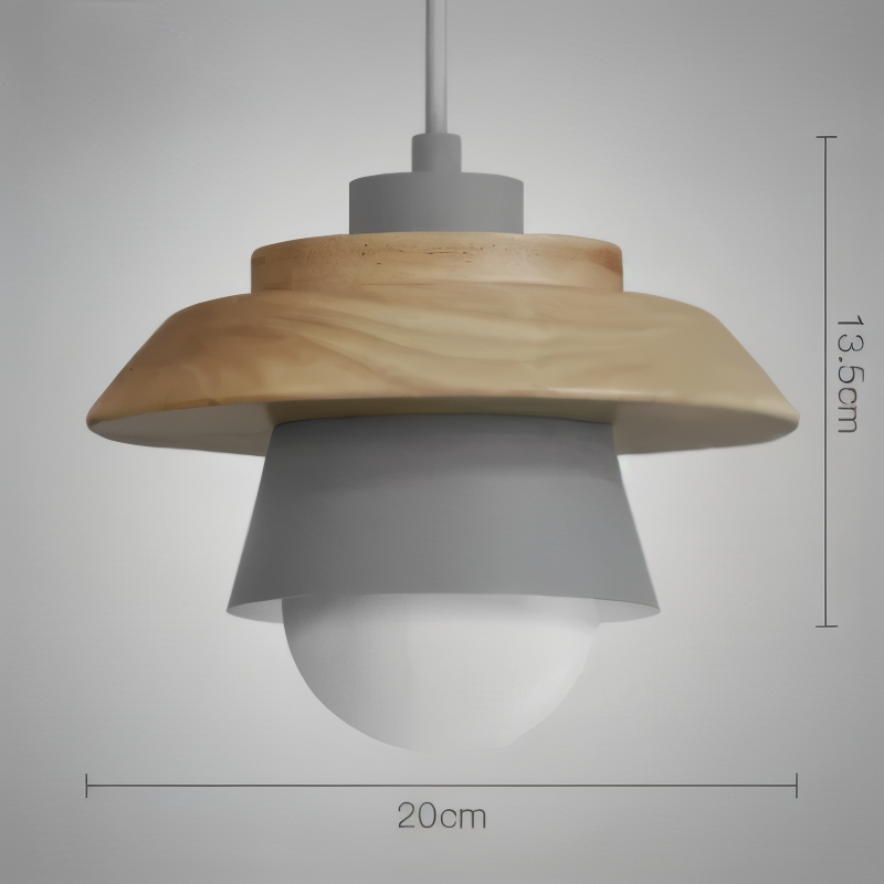 NordWood – Skandinavisk Pendellampa i Trä och Metall med Macaronfärger