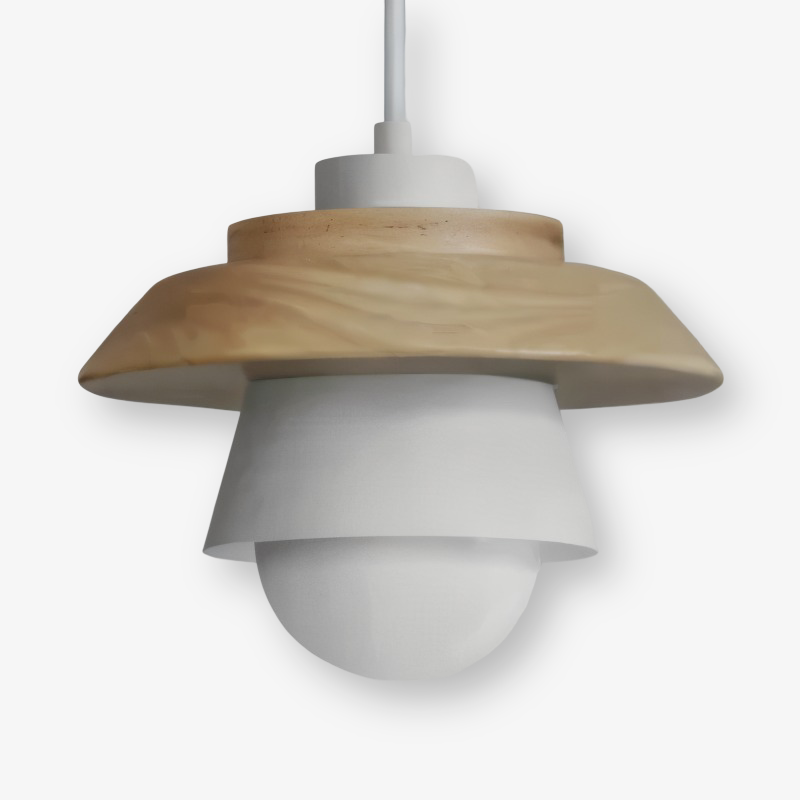 NordWood – Skandinavisk Pendellampa i Trä och Metall med Macaronfärger