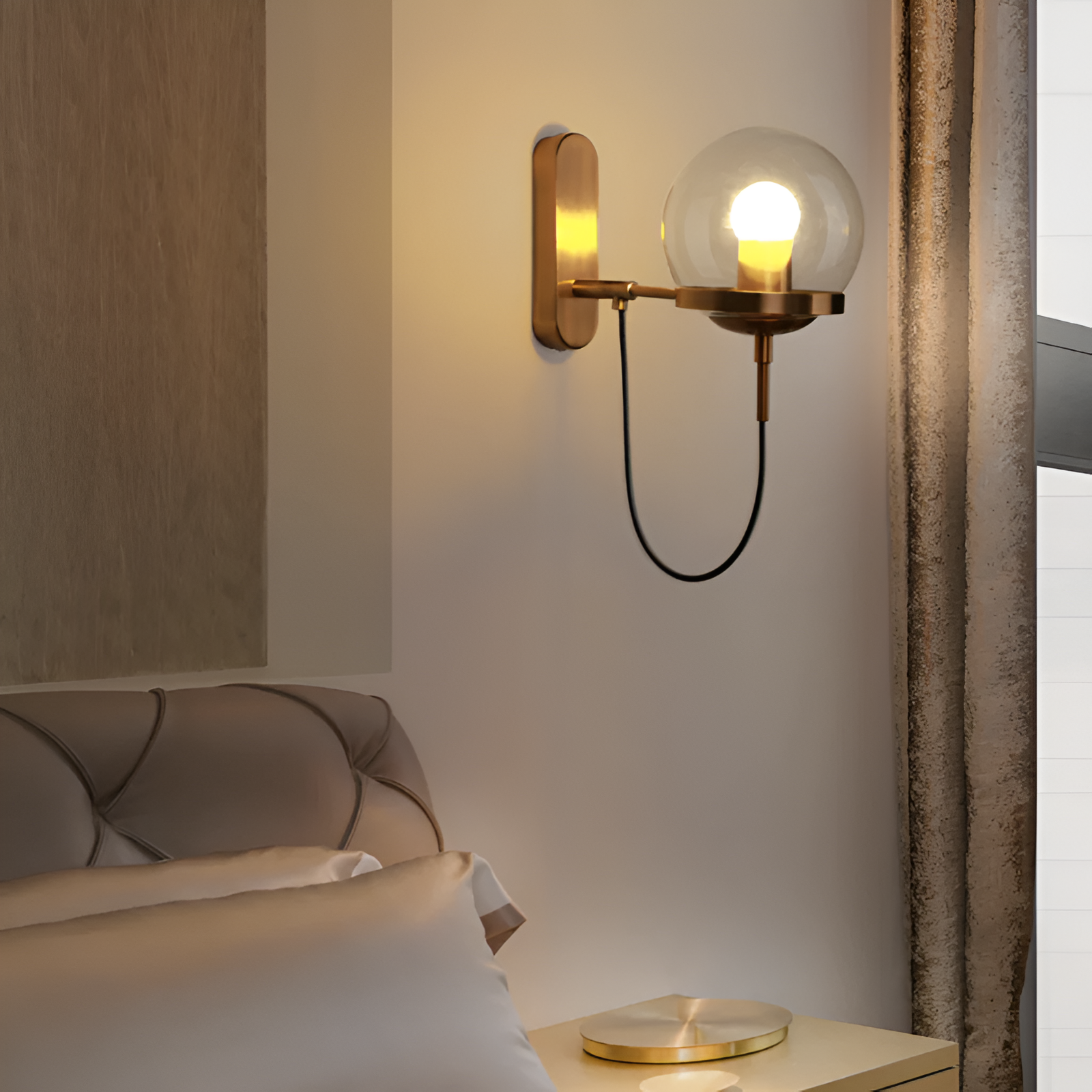 ScandiShine – Vägglampa i Glasglob med Nordisk Design och LED-belysning för Inomhusbruk