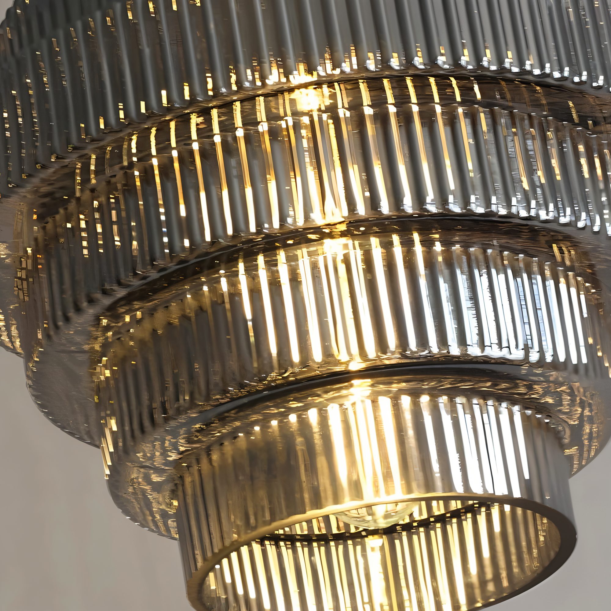 Stunlier – Retro Glas & Mässing Pendellampa med Lagerkron-Design