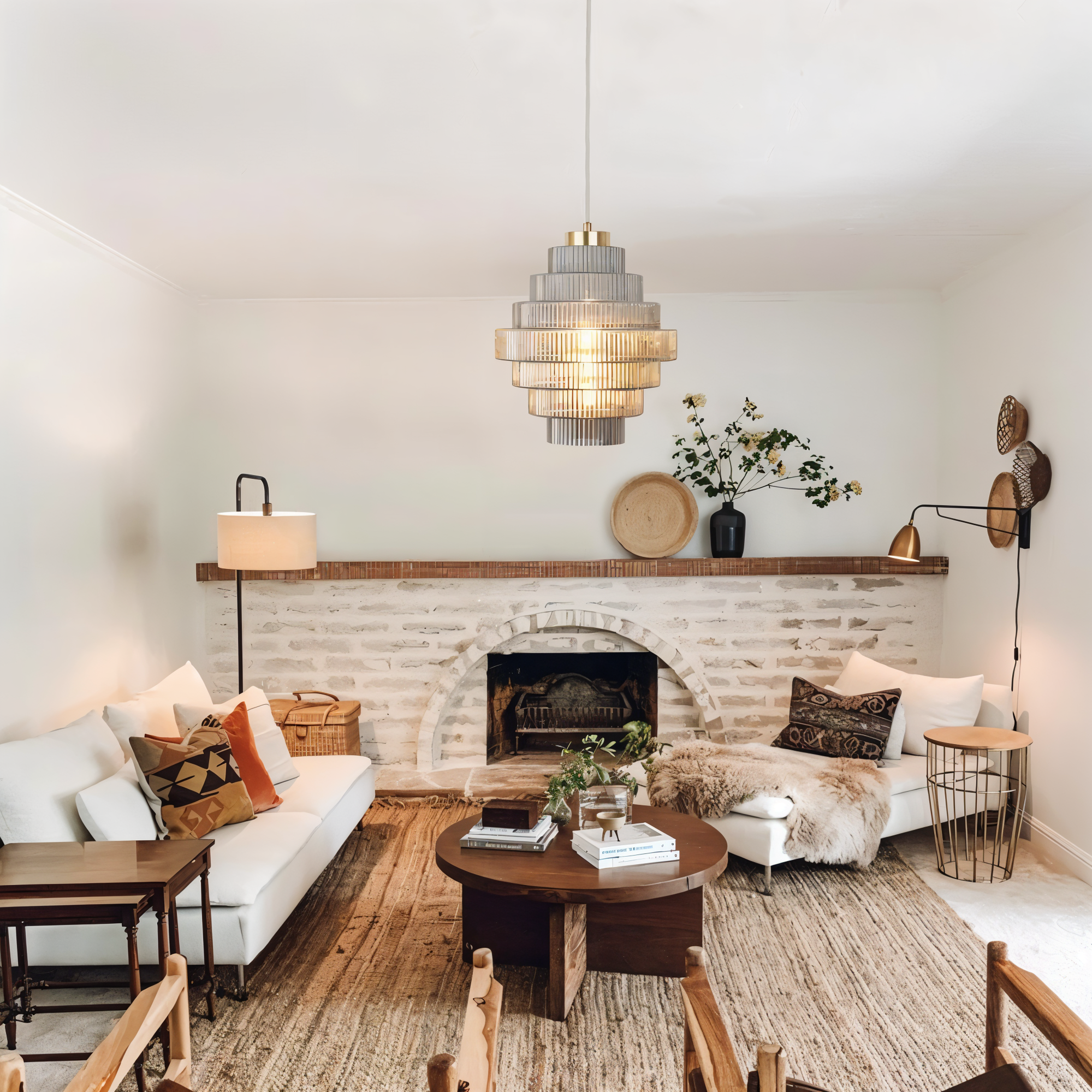 Stunlier – Retro Glas & Mässing Pendellampa med Lagerkron-Design