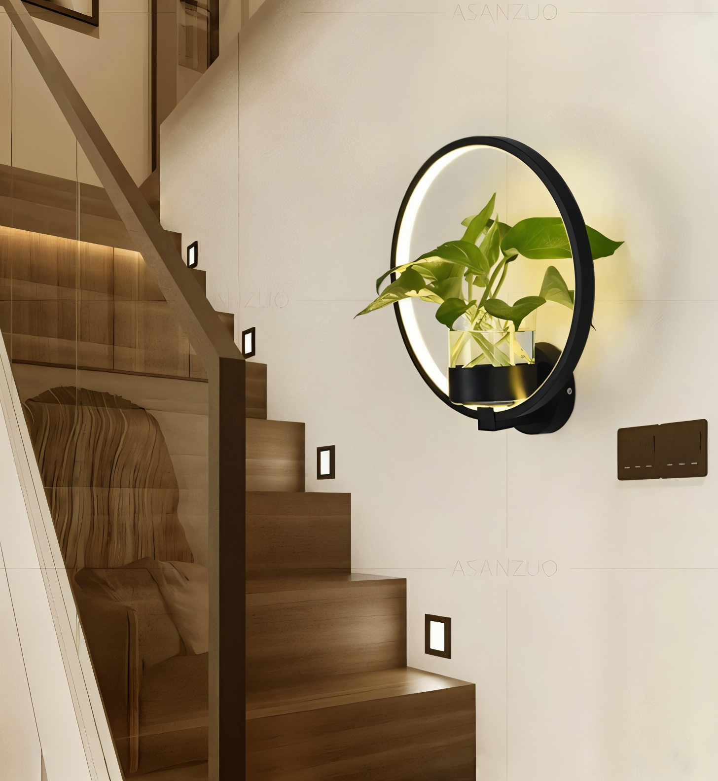 LumiGrow – Minimalistisk LED Vägglampa med Integrerad Växthållare