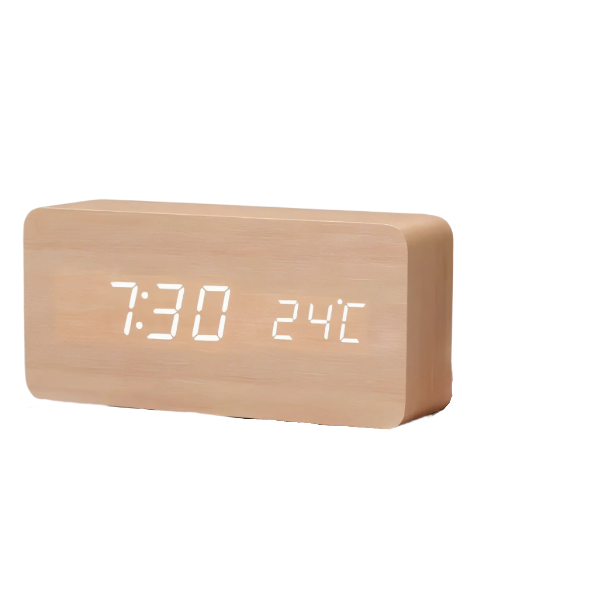 WakeyWood – Modern LED-Väckarklocka med Digital Display