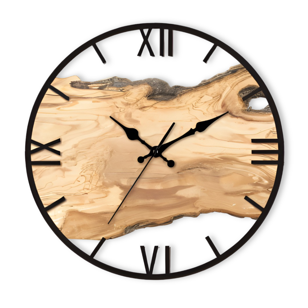 TimberHoop Essence – Minimalistisk Akrylväggklocka med Trästruktur