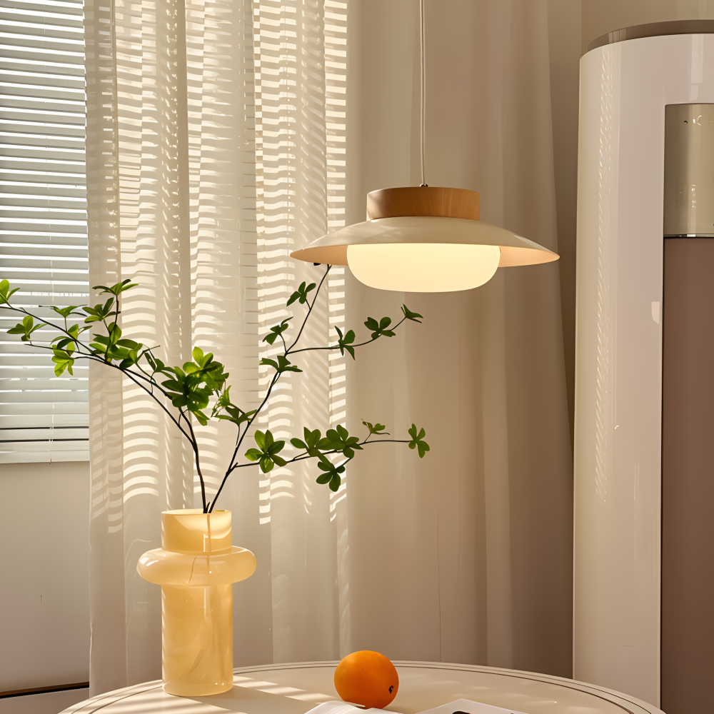 AcryZen – Japansk Skålformad Pendellampa i Krämfärgad Akryl