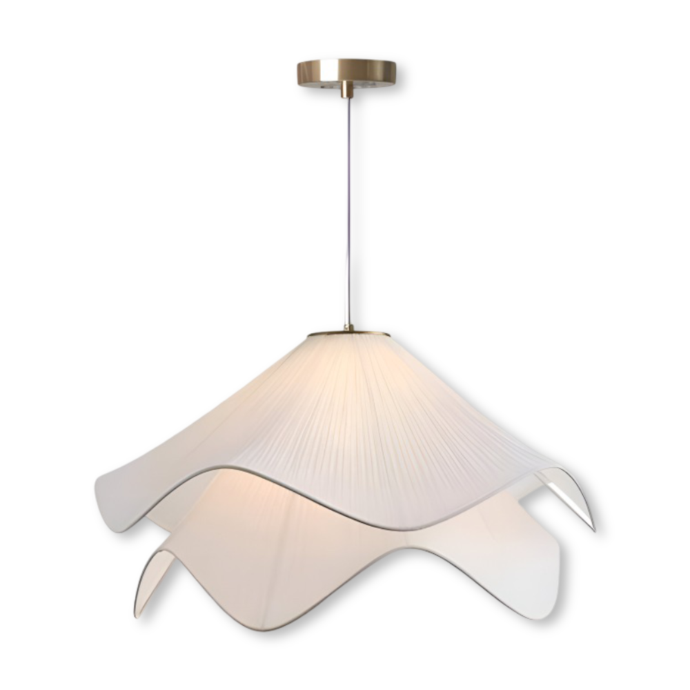 SatoriLume – Japandi Pendellampa i Blommig Tygdesign