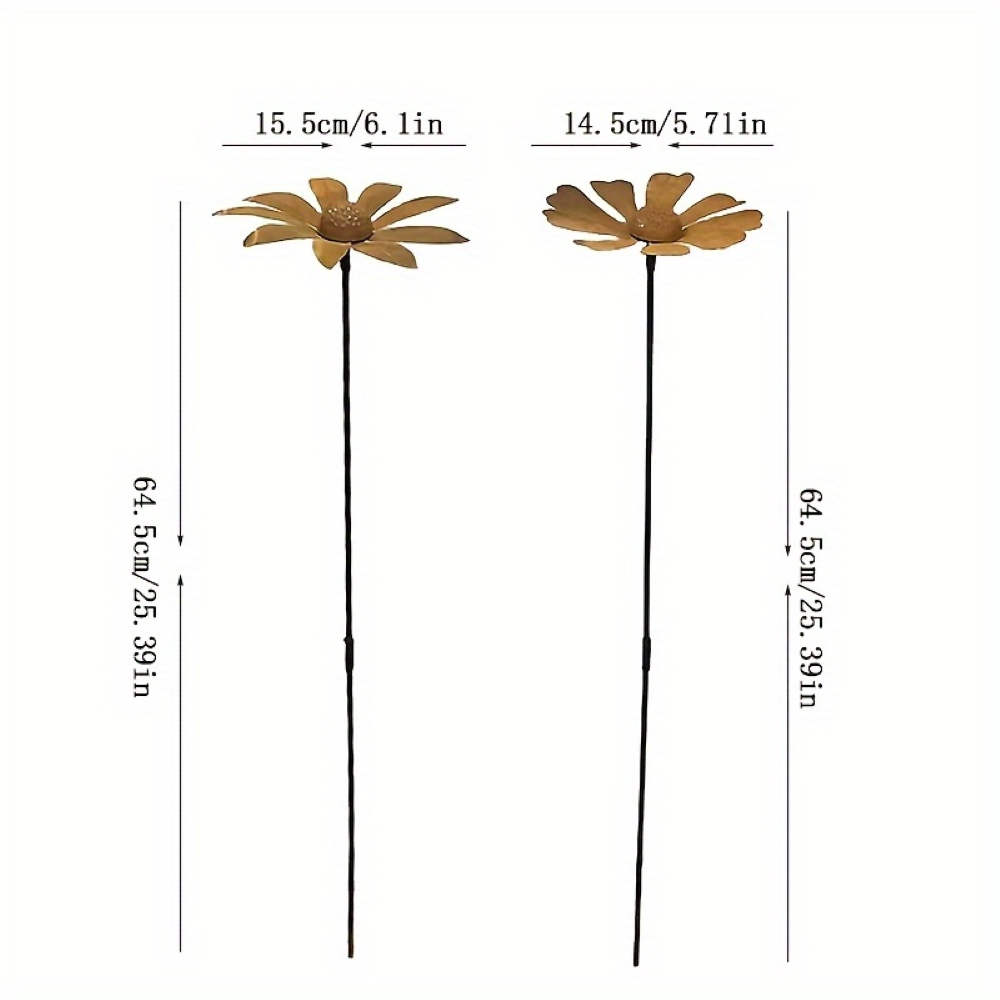 Rustik trädgårdspåle i metall med kamomillblomma 65 cm