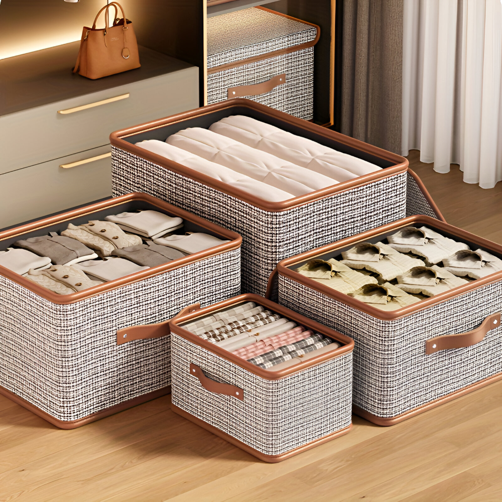 Lunexa – Stor Förvaringslåda med Lock i Tyg, Hopfällbar & Stilren