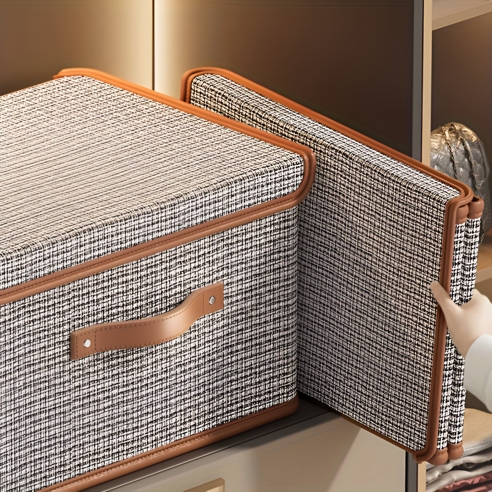 Lunexa – Stor Förvaringslåda med Lock i Tyg, Hopfällbar & Stilren