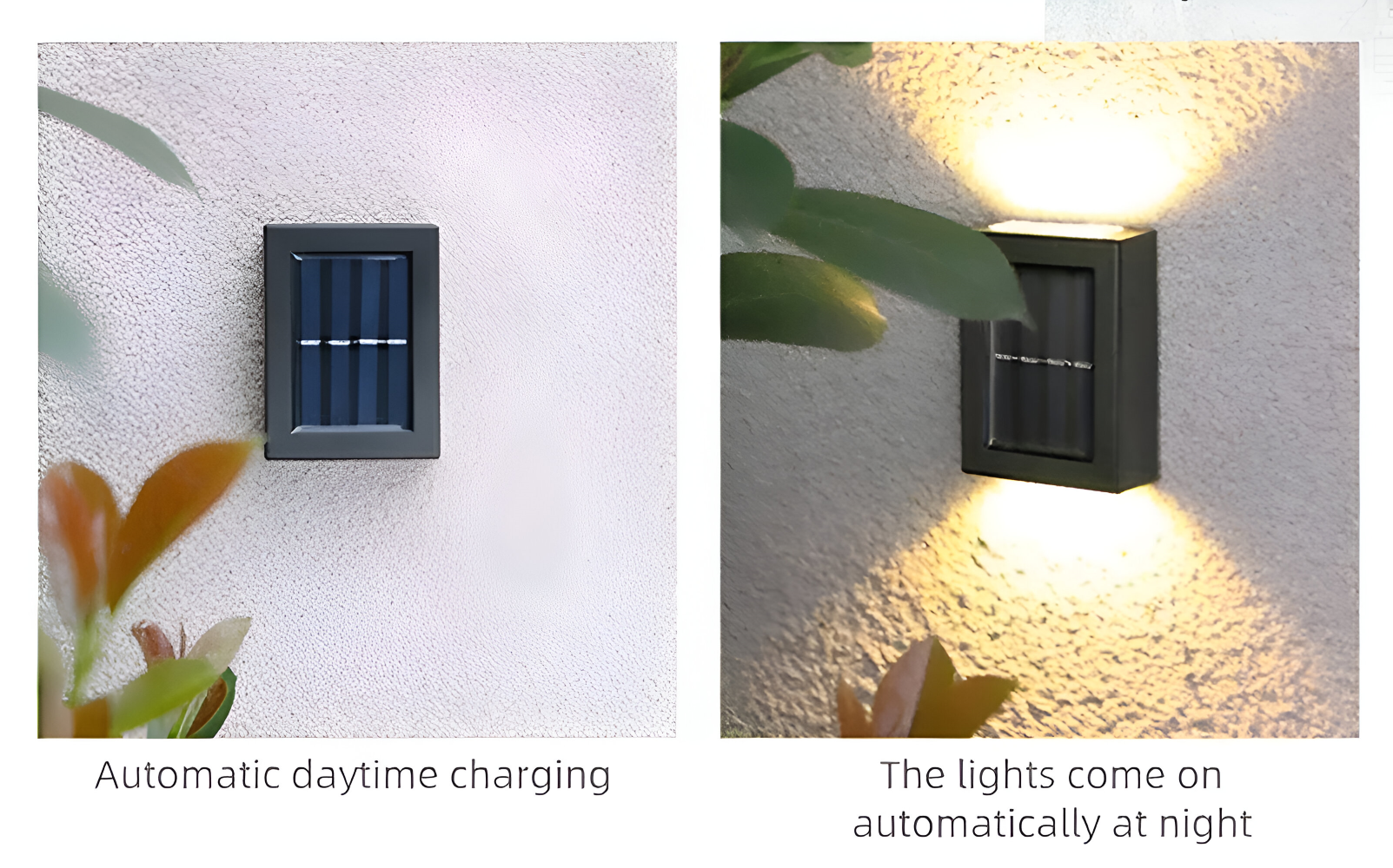 LumiSun – Solenergi Vägglampa med Dubbel Ljusspridning | Vattentät Utomhusbelysning LED IP65