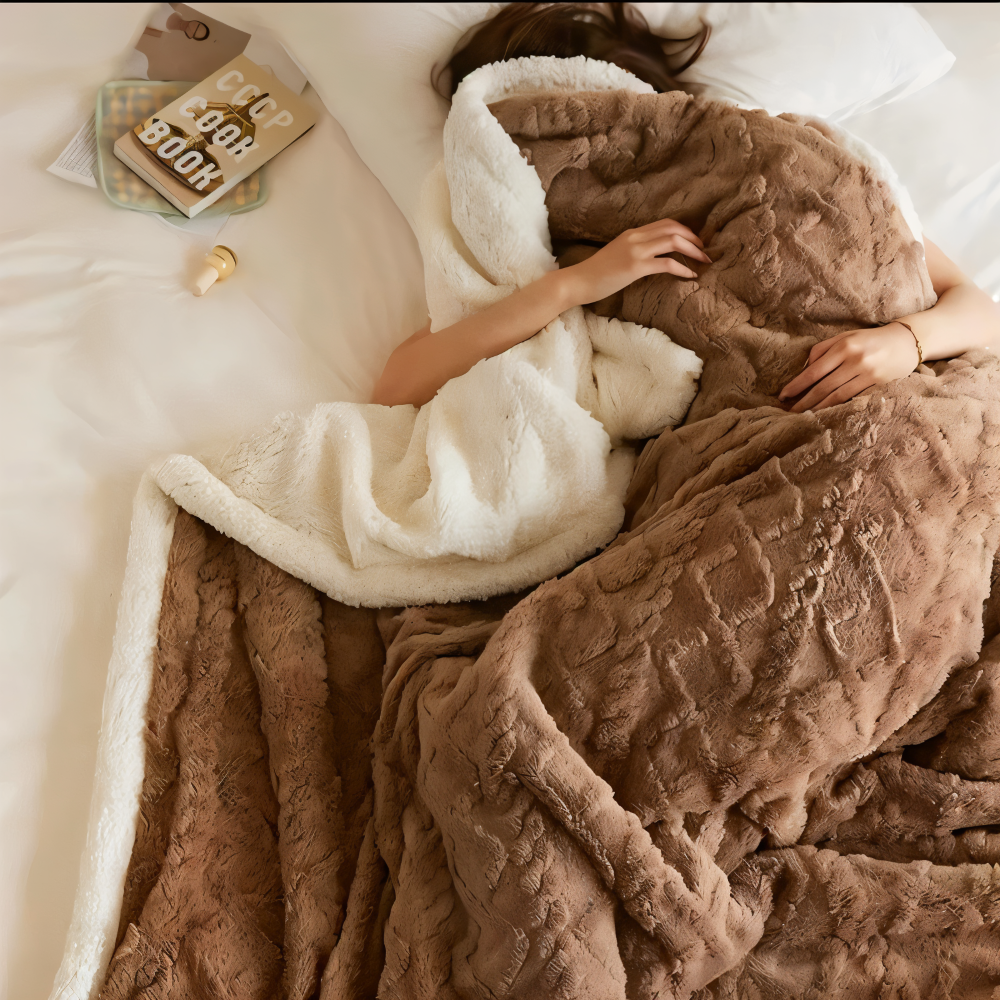 WoolHaven Pläd – Dubbelsidig Ullimitat & Plüschfleece