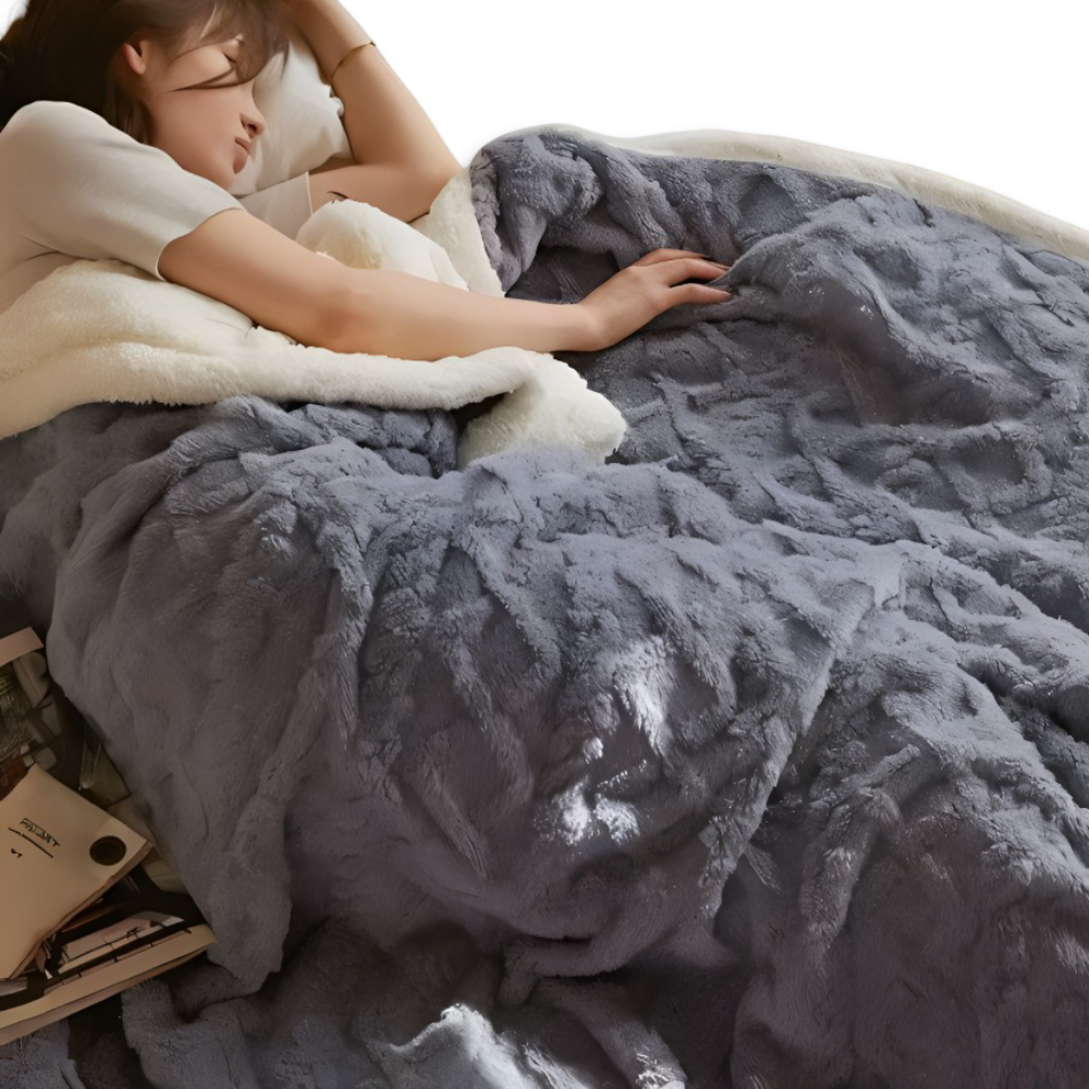 WoolHaven Pläd – Dubbelsidig Ullimitat & Plüschfleece