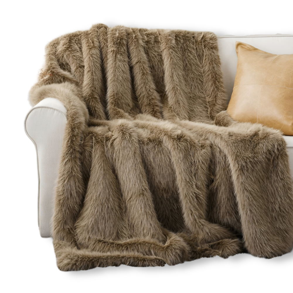 FurVelvet Plaid – Lyxig Konstpälsfilt med Eleganta Minkdetaljer