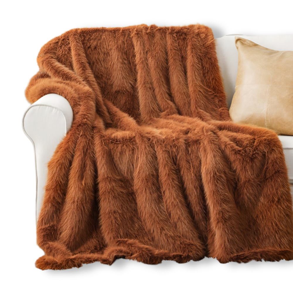 FurVelvet Plaid – Lyxig Konstpälsfilt med Eleganta Minkdetaljer