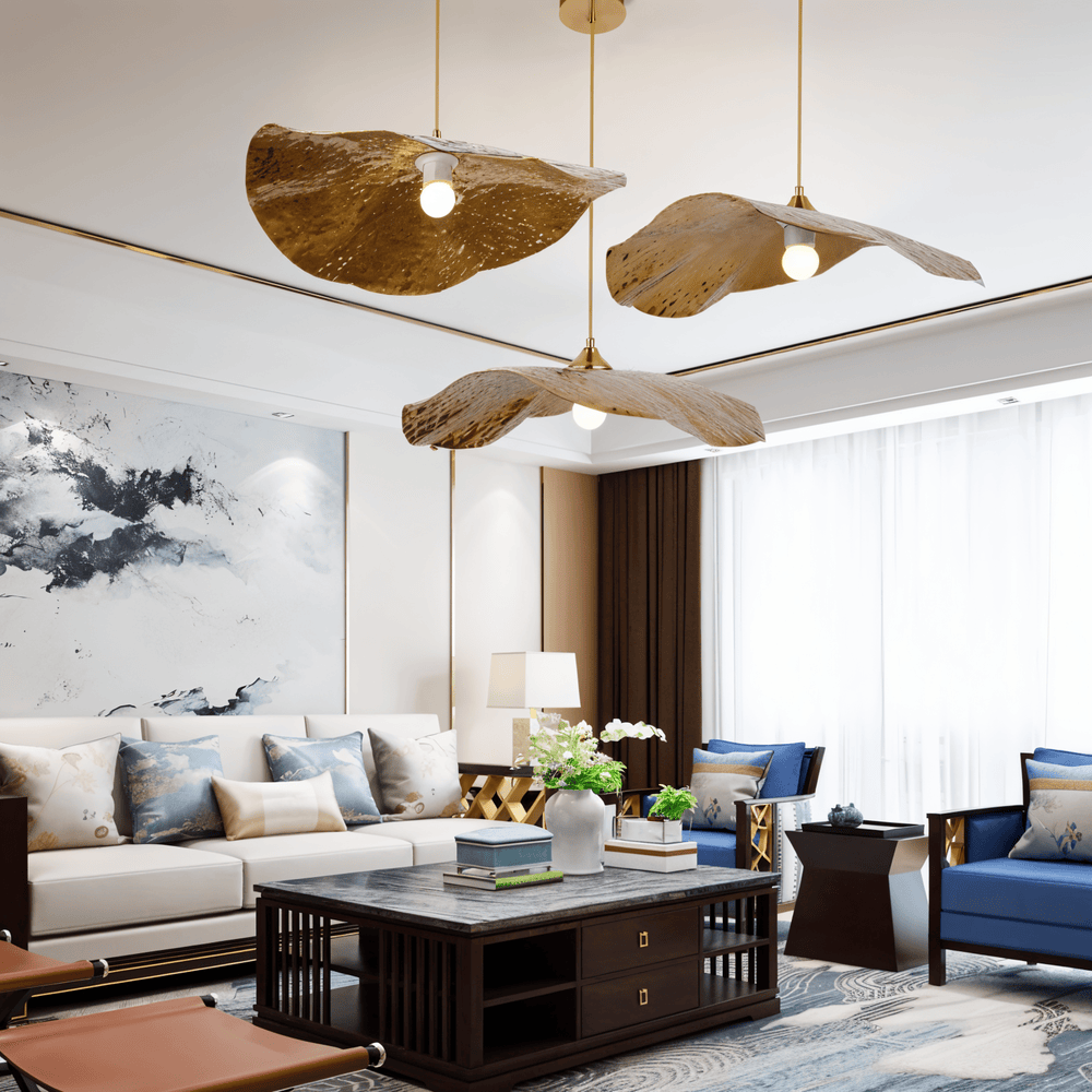 GoldenLeaf – Lyxig Taklampa med Lotusblad i Guld