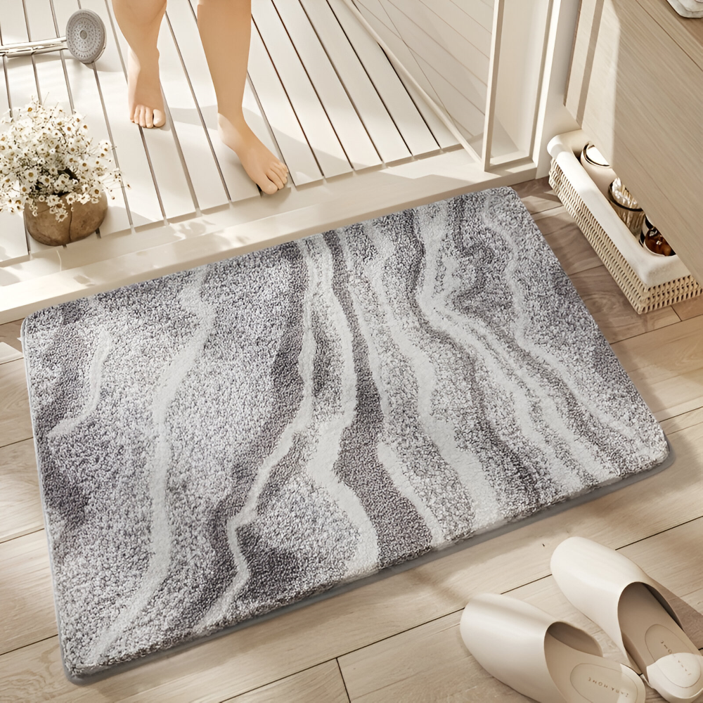 Marbella – Mjuk Badmatta i Marmorlook med Halksäker Undersida