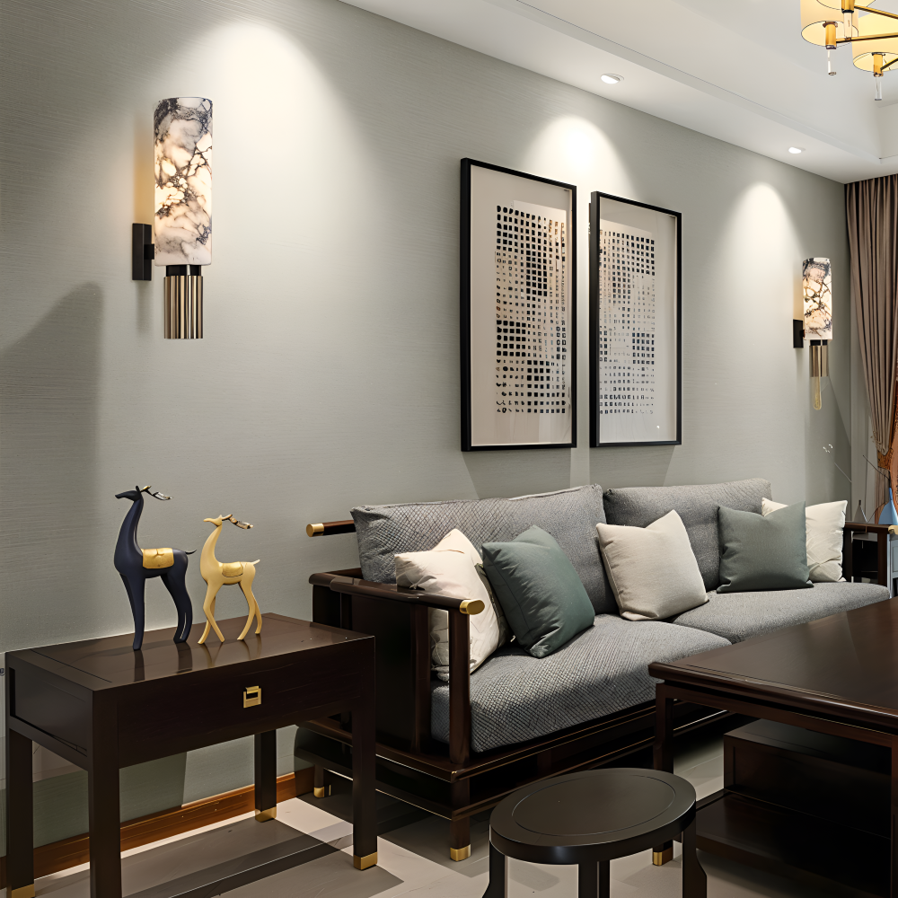 Marbela – Vägglampa i Naturmarmor med Cylindrisk LED-design