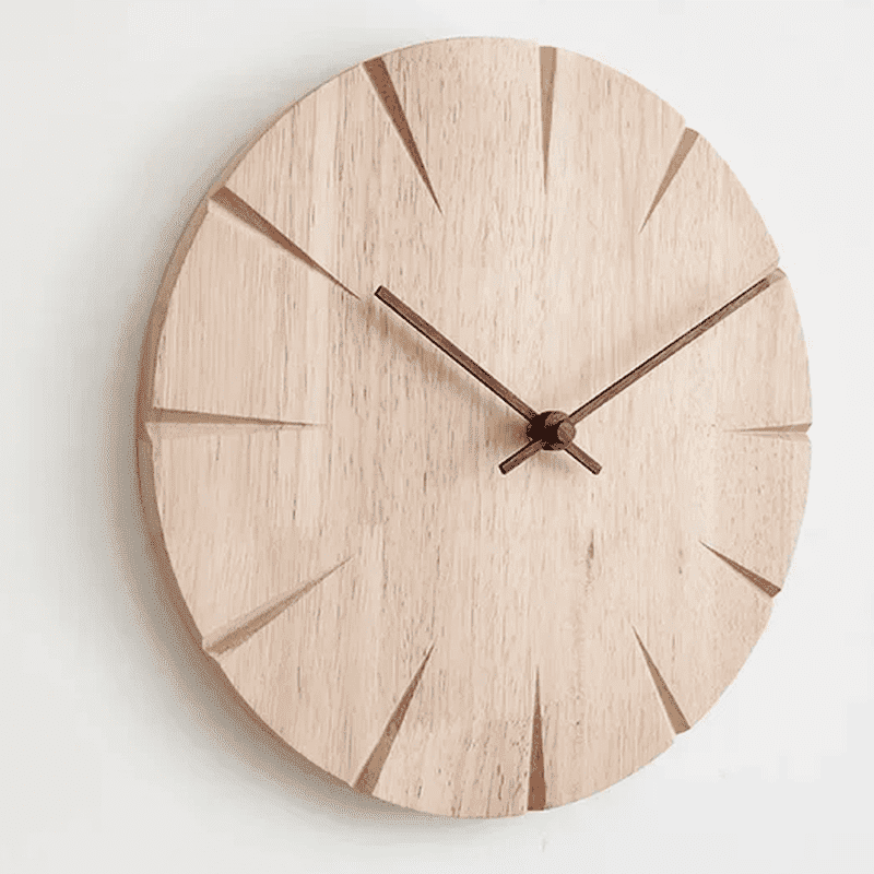 Väggklocka i Massivt Trä med Pendel – Minimalistisk & Tidlös Design