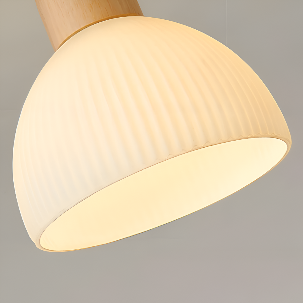 LjusAisle – Nordisk Ribbad LED Taklampa i Glas och Trä